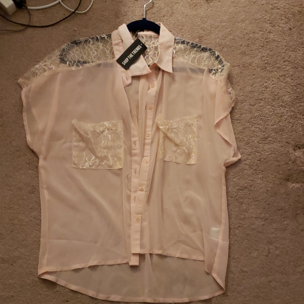 Pink button up shirt